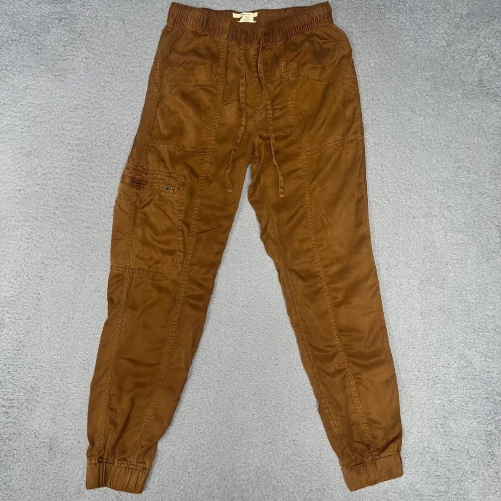 Nicole Miller New York Pants Women's Size XS Brown Cargo Utility Tapered Jogger